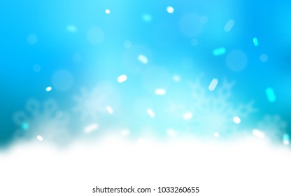 Light BLUE vector texture with colored snowflakes. Snow on blurred abstract background with gradient. The template can be used as a new year background.