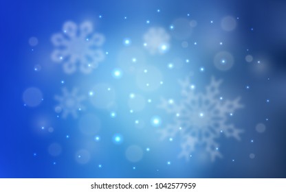 Light BLUE vector texture with colored snowflakes. Decorative shining illustration with snow on abstract template. New year design for your ad, poster, banner.