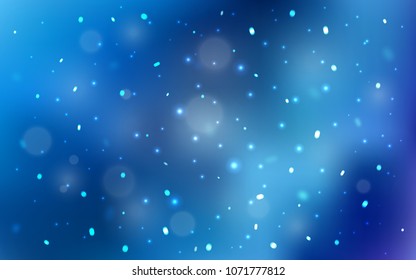 Light BLUE vector texture with colored snowflakes. Blurred decorative design in xmas style with snow. The template can be used as a new year background.