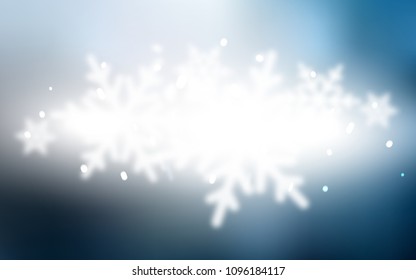Light BLUE vector texture with colored snowflakes. Blurred decorative design in xmas style with snow. The pattern can be used for new year leaflets.