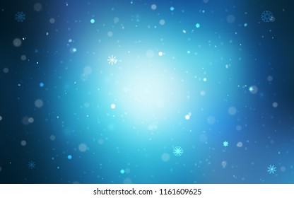 Light BLUE vector texture with colored snowflakes. Glitter abstract illustration with crystals of ice. The pattern can be used for new year ad, booklets. Light BLUE vector texture with colored snowflakes. Glitter abstract illustration with crystals of ice. The pattern can be used for new year ad, booklets.