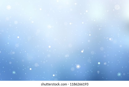 Light BLUE vector texture with colored snowflakes. Decorative shining illustration with snow on abstract template. The pattern can be used for new year ad, booklets. Light BLUE vector texture with colored snowflakes. Decorative shining illustration with snow on abstract template. The pattern can be used for new year ad, booklets.
