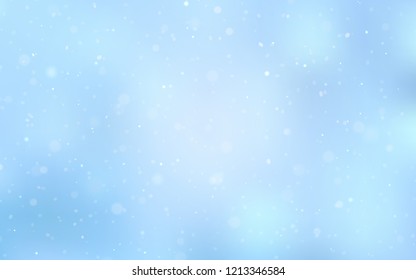 Light BLUE vector texture with colored snowflakes. Snow on blurred abstract background with gradient. The pattern can be used for new year ad, booklets. Light BLUE vector texture with colored snowflakes. Snow on blurred abstract background with gradient. The pattern can be used for new year ad, booklets.