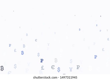 Light BLUE vector texture with colored currency signs. Modern abstract illustration with symbols of digital money. Template for ads of currency markets, bank loans.