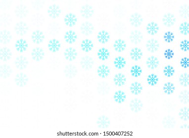 Light BLUE vector texture with colored snowflakes. Shining colorful illustration with snow in christmas style. New year design for poster, banner.