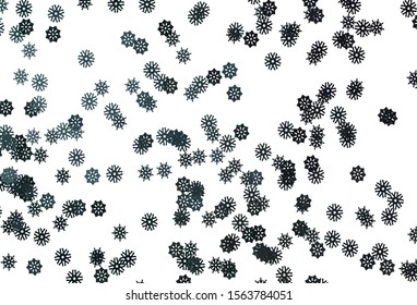 Light BLUE vector texture with colored snowflakes. Snow on blurred abstract background with gradient. The pattern can be used for new year leaflets.
