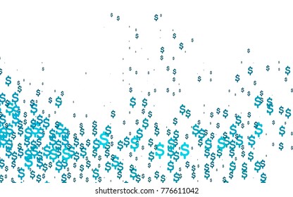 Light BLUE vector texture with colored dollar signs. Colored symbols of USA money with gradient on white background. The pattern can be used as ads, poster, banner for payments.