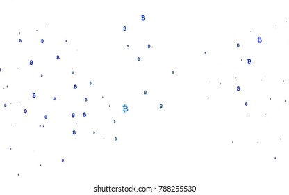 Light BLUE vector texture with colored Bitcoin signs. Modern abstract illustration with symbols of digital money. Template can be used as a background for ads of markets, loans.