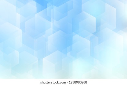 Light BLUE vector texture with colorful hexagons. Illustration of colored hexagons on white surface. New template for your brand book.