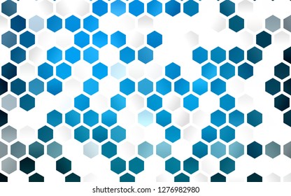 Light BLUE vector texture with colorful hexagons. Illustration of colored hexagons on white surface. Pattern can be used for landing pages.