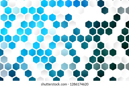 Light BLUE vector texture with colorful hexagons. Colorful hexagons on white backdrop. Pattern for texture of wallpapers.