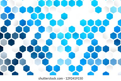 Light BLUE vector texture with colorful hexagons. Glitter abstract illustration in hexagonal style. Pattern can be used for landing pages.