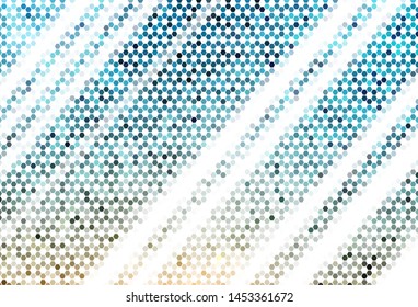 Light BLUE vector texture with colorful hexagons. Colorful hexagons on blur backdrop. Design for website posters, banners.