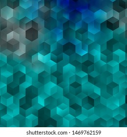 Light BLUE vector texture with colorful hexagons. Illustration of colored hexagons on blur surface. Pattern for your ad, booklets.
