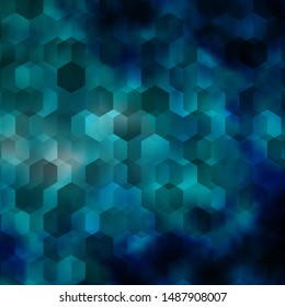 Light BLUE vector texture with colorful hexagons. Illustration of colored hexagons on blur surface. Pattern for texture of wallpapers.