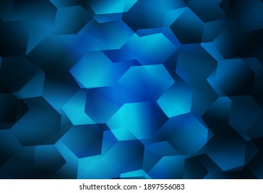 Textura vectorial AZUL ligera con hexágonos coloridos. Desenfoque del fondo con hexágonos coloridos. Patrón de anuncios, folletos.