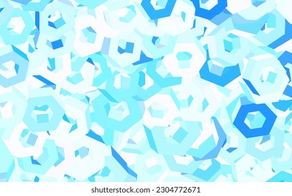 Textura vectorial AZUL ligera con hexágonos coloridos. Ilustración abstracta con hexágonos coloridos. Diseño para afiches y banners de sitios web.
