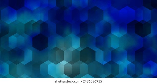 Textura vectorial AZUL claro con hexágonos de colores. Hexágonos coloridos sobre fondo borroso. Patrón para las páginas de destino.