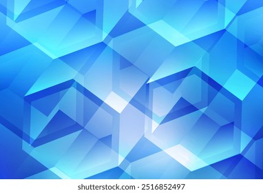 Textura de vetor AZUL claro com hexágonos coloridos. Ilustração abstrata com hexágonos coloridos. Padrão para landing pages.