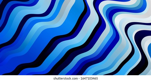 Light BLUE vector texture with curves. Illustration in halftone style with gradient curves. Template for your UI design.