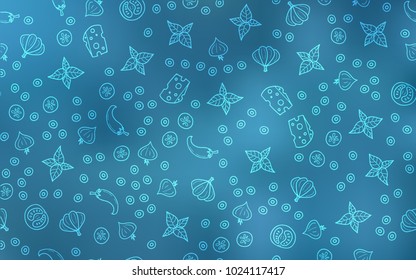 Light BLUE vector texture with delicious snacks. Decorative shining illustration with food on abstract template. Template for meal cooking in kitchen.