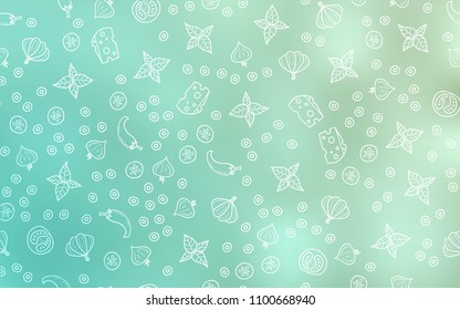 Light BLUE vector texture with delicious snacks. Fast Food on blurred abstract background with colorful gradient. Design for ad, poster, banner of cafes or restaurants.