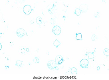 Light BLUE vector texture with delicious snacks. Colorful decorative design of snacks in doodle style. Doodle design for your business advert of cafes.