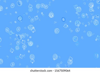 Light BLUE vector texture with delicious snacks. Glitter abstract sketch with gourmet food. Pattern for ad, booklets, leaflets of restaurants.