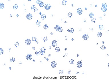 Light BLUE vector texture with delicious snacks. Decorative illustration with food on abstract template. Pattern for menu of cafes, bars, restaurants.