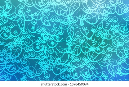 Light BLUE vector texture with delicious snacks. Illustration with set of fresh food in doodle style. Pattern for menu of cafes, bars, restaurants.