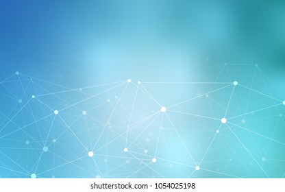 Light BLUE vector texture with disks, lines. Design with connection of dots and lines on colorful background. Pattern can be used for beautiful websites.