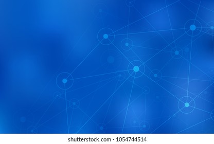 Light BLUE vector texture with disks, lines. Design with connection of dots and lines on colorful background. Pattern can be used for futuristic ad, booklets.