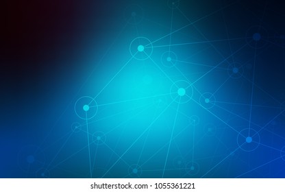 Light BLUE vector texture with disks, lines. Glitter abstract illustration with connection of triangle structure. Completely new template for your brand book.