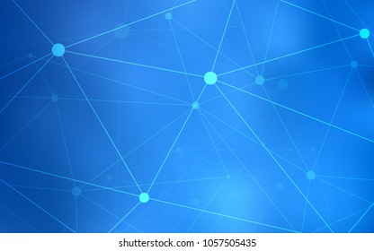 Light BLUE vector texture with disks, lines. Glitter abstract illustration with connection of triangle structure. Pattern can be used for futuristic ad, booklets.