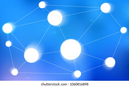 Light BLUE vector texture with disks, lines. Modern abstract colorful illustration with spheres and lines. Pattern can be used for futuristic ad, booklets.