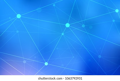 Light BLUE vector texture with disks, lines. Design with connection of dots and lines on colorful background. Pattern can be used for futuristic ad, booklets.