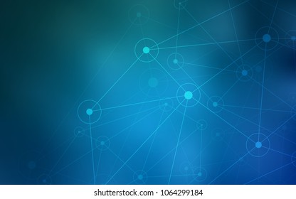 Light BLUE vector texture with disks, lines. Glitter abstract illustration with connection of triangle structure. Pattern can be used for ads, leaflets.