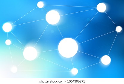 Light BLUE vector texture with disks, lines. Glitter abstract illustration with connection of triangle structure. Pattern can be used for ads, leaflets.