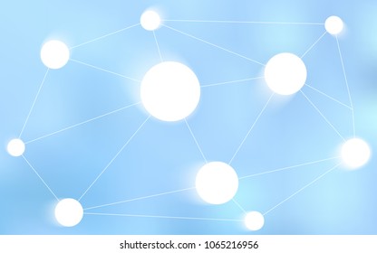 Light BLUE vector texture with disks, lines. Design with connection of dots and lines on colorful background. Pattern can be used as texture of wallpapers.