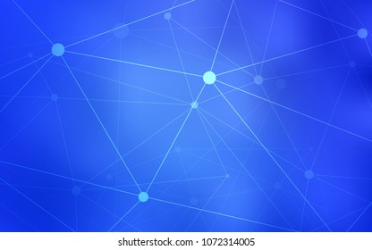 Light BLUE vector texture with disks, lines. Glitter abstract illustration with connection of triangle structure. Pattern can be used for ads, leaflets.