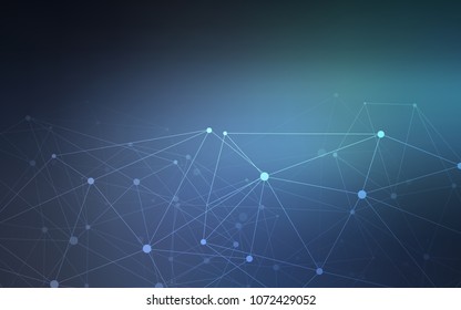 Light BLUE vector texture with disks, lines. Design with connection of dots and lines on colorful background. Pattern can be used for ads, leaflets.