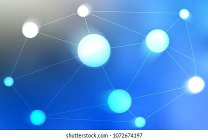 Light BLUE vector texture with disks, lines. Design with connection of dots and lines on colorful background. Pattern can be used for ads, leaflets.