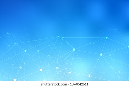 Light BLUE vector texture with disks, lines. Glitter abstract illustration with connection of triangle structure. Pattern can be used for beautiful websites.