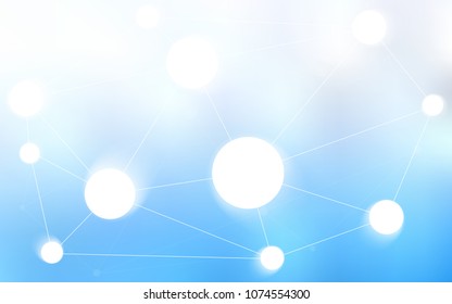 Light BLUE vector texture with disks, lines. Design with connection of dots and lines on colorful background. Completely new template for your brand book.