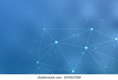 Light BLUE vector texture with disks, lines. Glitter abstract illustration with connection of triangle structure. New design for ad, poster, banner of your website.
