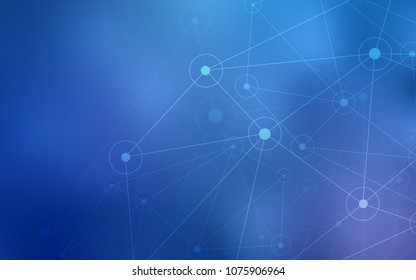 Light BLUE vector texture with disks, lines. Design with connection of dots and lines on colorful background. Beautiful design for your business advert.