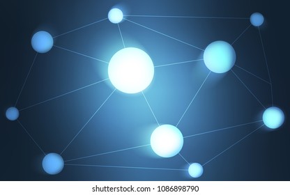 Light BLUE vector texture with disks, lines. Glitter abstract illustration with connection of triangle structure. Pattern can be used for futuristic ad, booklets.