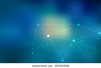 Light BLUE vector texture with disks, lines. Design with connection of dots and lines on colorful background. Completely new template for your brand book.