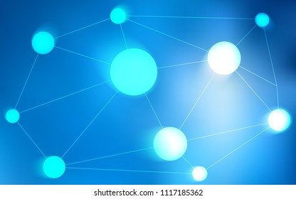 Light BLUE vector texture with disks, lines. Design with connection of dots and lines on colorful background. New design for ad, poster, banner of your website.