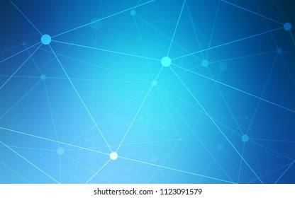 Light BLUE vector texture with disks, lines. Decorative design in abstract style with triangle structure. Pattern can be used for futuristic ad, booklets.